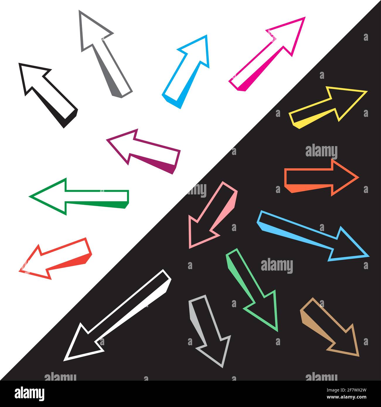 ensemble d'affiches de flèches de couleur en trois dimensions Illustration de Vecteur