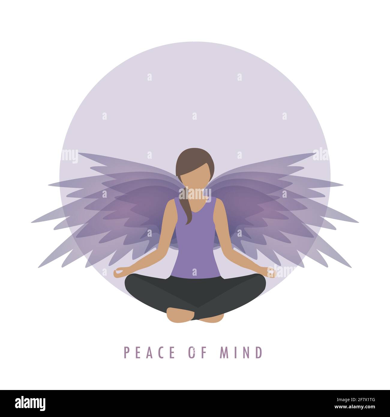 la paix de l'esprit fille dans la méditation pose avec des ailes Illustration de Vecteur