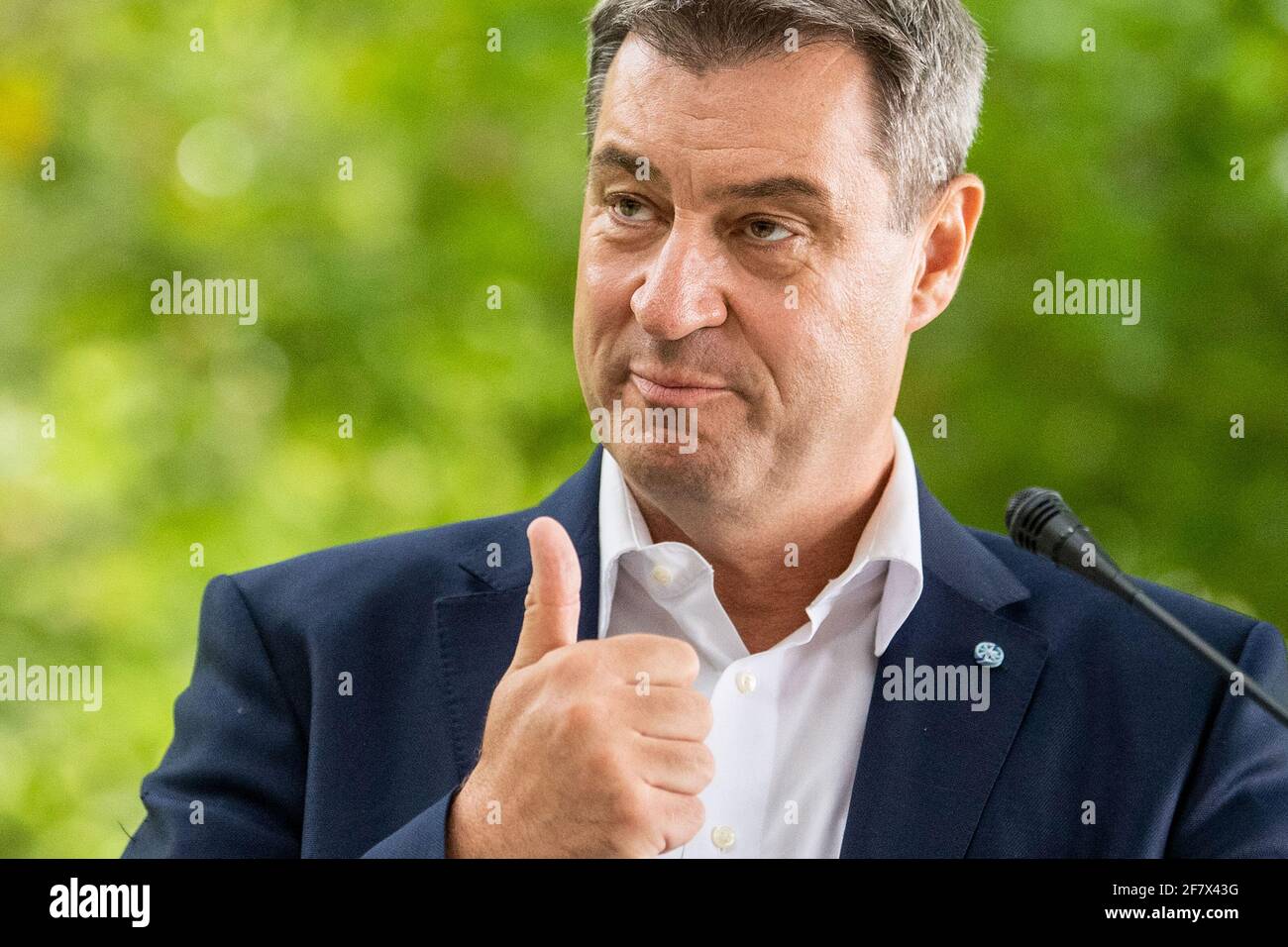 Munich, Allemagne. 30 juillet 2019. Markus Söder (CSU), Premier ministre de Bavière, assiste à la conférence de presse sur la réunion du cabinet à la Hofgarten. Le 11 avril 2021, le Comité exécutif du groupe parlementaire CDU/CSU se réunit pour une réunion à huis clos d'une journée complète. Crédit : Lino Mirgeler/dpa/Alay Live News Banque D'Images