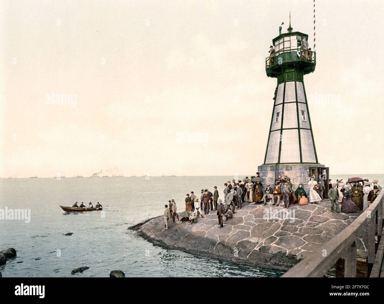 Le phare, Neufahrwasser, la Prusse occidentale, Allemagne c'est-à-dire, Gdansk, Pologne, vers 1900 Banque D'Images
