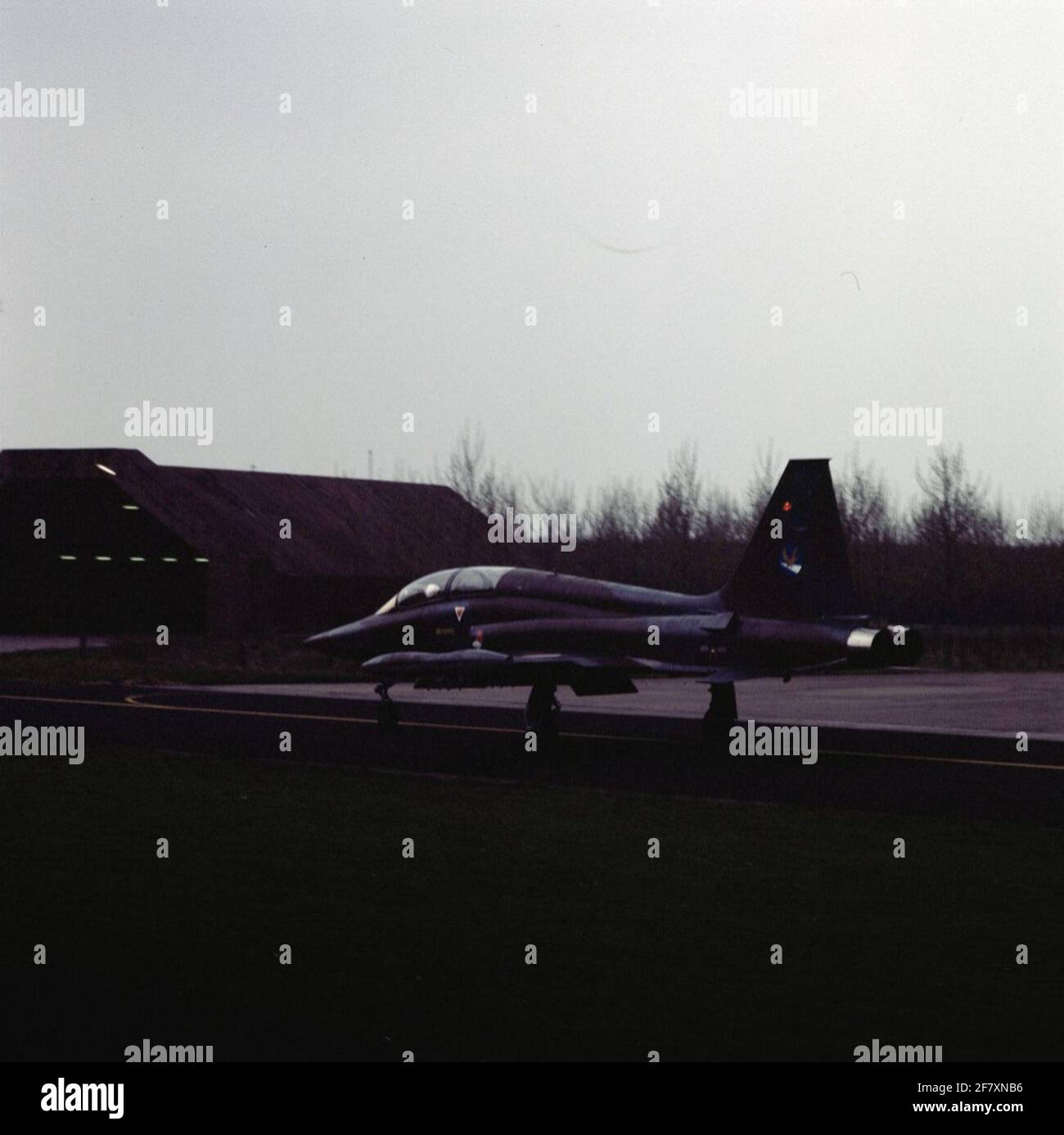 Un Northrop NF-5B du 313 Squadron retourne à sa base. Banque D'Images