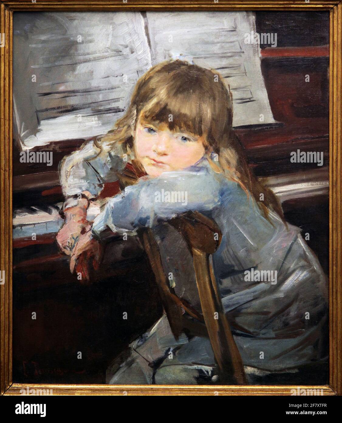 Fille au Piano 1884 par Francesc Torrescassana 1845-1918 Banque D'Images