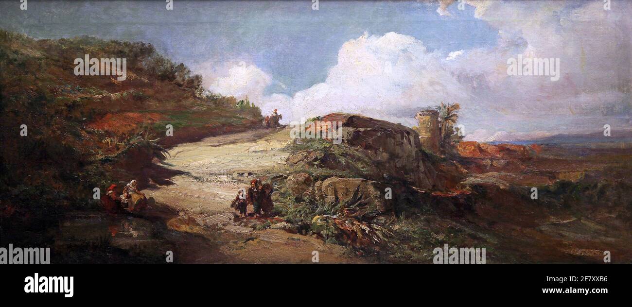 Route de Granollers 1865 par le peintre Ramon Marti Alsina 1826-1894 Banque D'Images