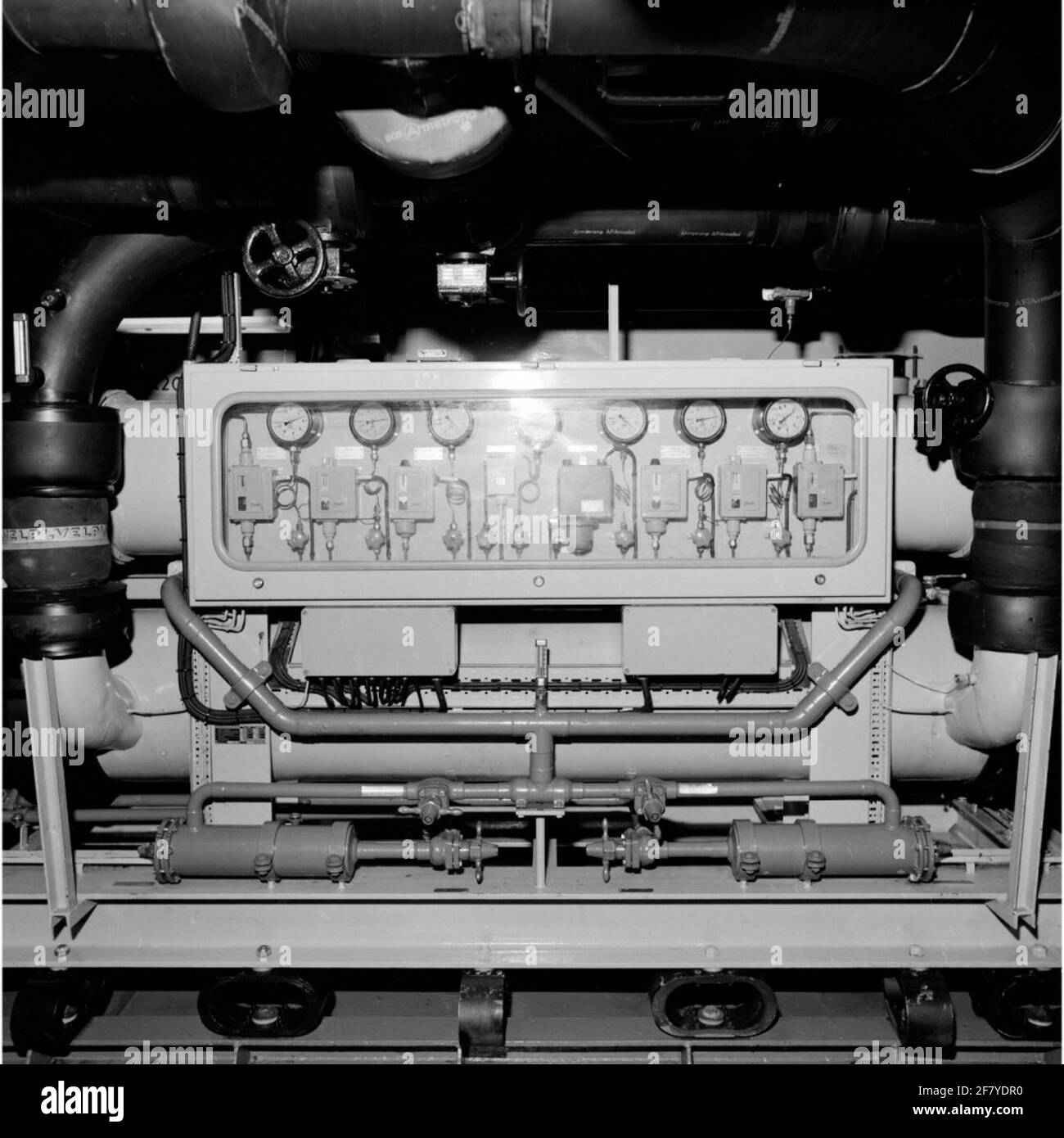 Prise détaillée de la transmission du moteur au rotor d'un hélicoptère Westland-Lynx T.B.v. La Chambre du service d'entretien de MarineLiegkamp de Kooy. Banque D'Images