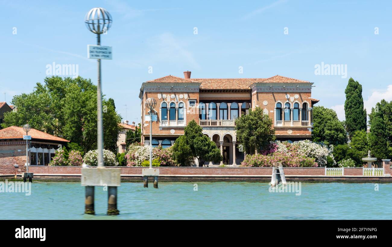 Villa Heriot sur Isola della Giudecca vue de l'eau de la lagune vénitienne, Venise, Italie Banque D'Images