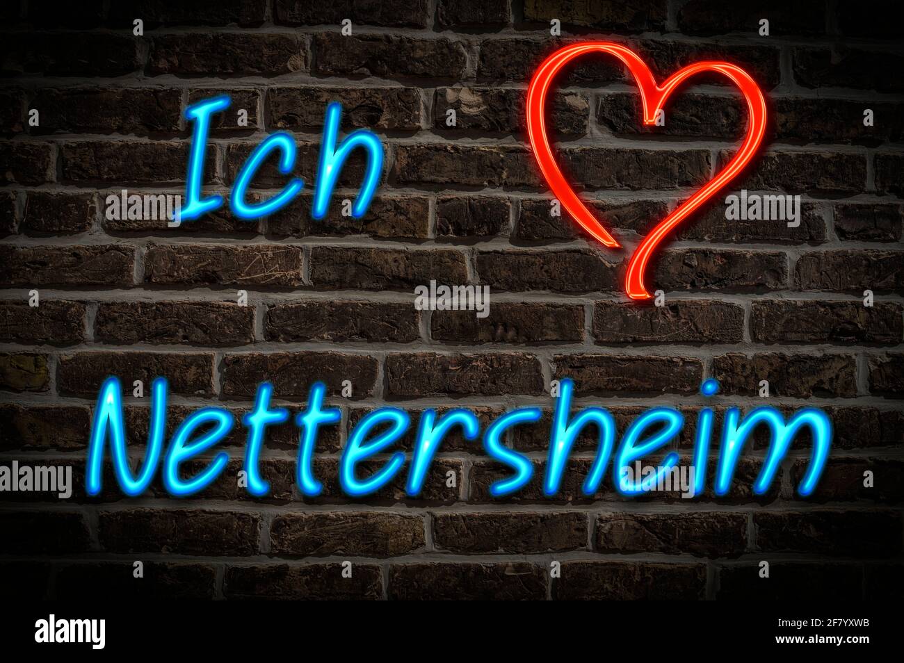 Leuchtreklame, ICH liebe Nettersheim, Nordrhein-Westfalen, Deutschland, Europa | Publicité éclairée, J'aime Nettersheim, Rhénanie-du-Nord-Westphalie, Banque D'Images