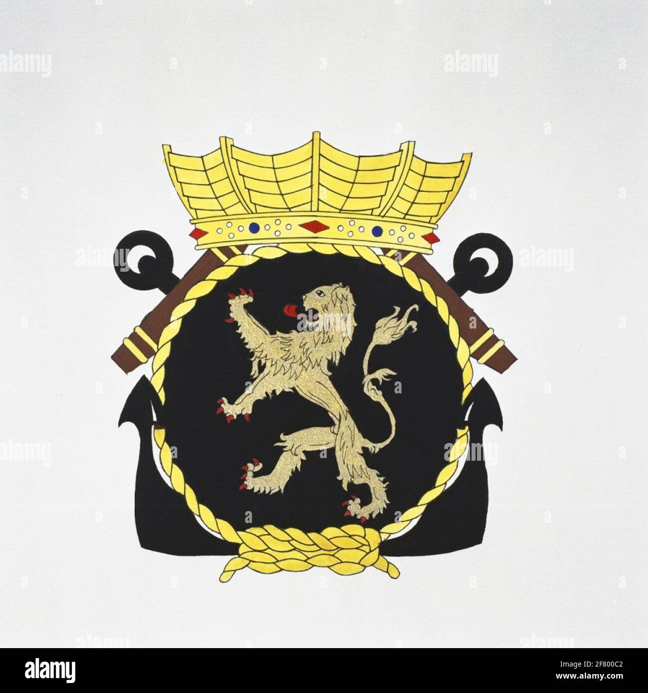 BRABANT DU NORD. L'emblème est dérivé de l'arme provinciale de Noord-Brabant, dont les couleurs ont été modifiées. Logo doublé de: Hr.ms. Noord-Brabant (1955-1974). Banque D'Images