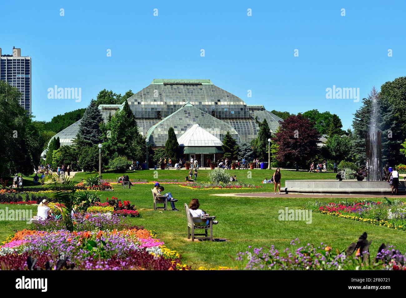 Chicago, Illinois, États-Unis. Le Lincoln Park Conservatory de style victorien. Le monument local a été construit de 1890 à 1895. Banque D'Images