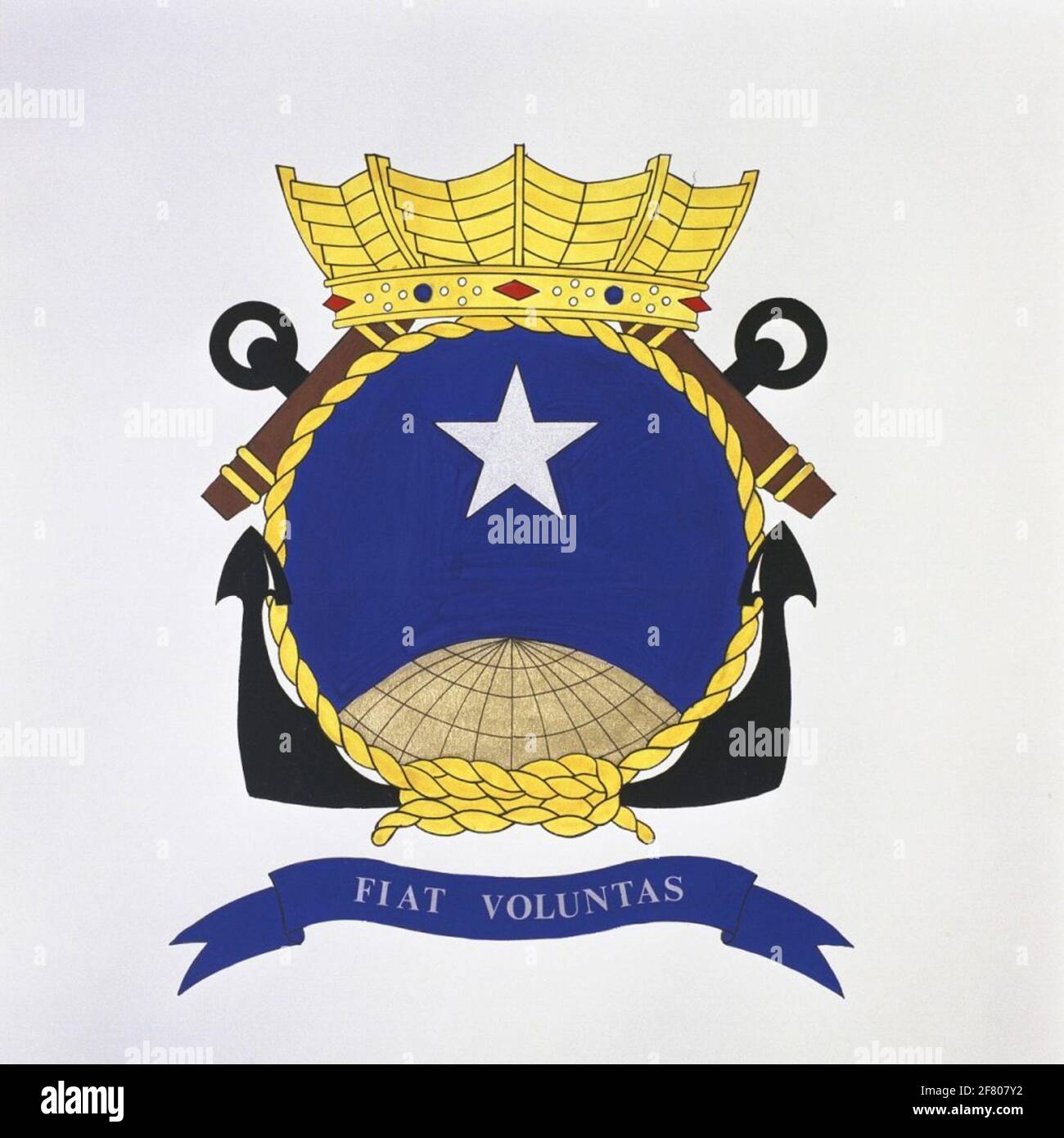 ÉTOILE DU NORD. L'emblème représente le donneur de nom et fait référence à la fonction de service d'un navire d'approvisionnement. Emblème sort: Fiat volontatas (votre volonté). Logo doublé de hr.ms. Poolster (1964-1994). Banque D'Images