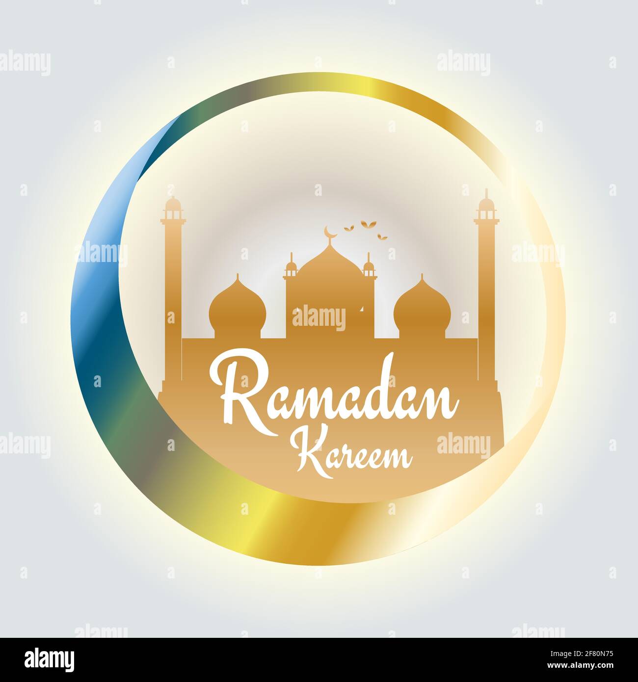 Modèle d'affiche de salutation de Ramadan kareem avec croissant de lune et mosquée bannière vectorielle d'illustration Illustration de Vecteur