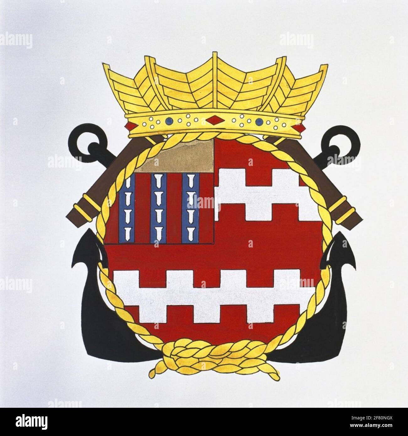 Blois van Treslong. L'emblème montre la crête familiale de Willem Bloys de Treslong (vers 1529-1594), lieutenant-amiral de Hollande et de Zélande et, en tant que capitaine, conquérant de Den Briel en 1572. Logo doublé de: Hr.ms. Bloys de Treslong (1982-2003). Banque D'Images