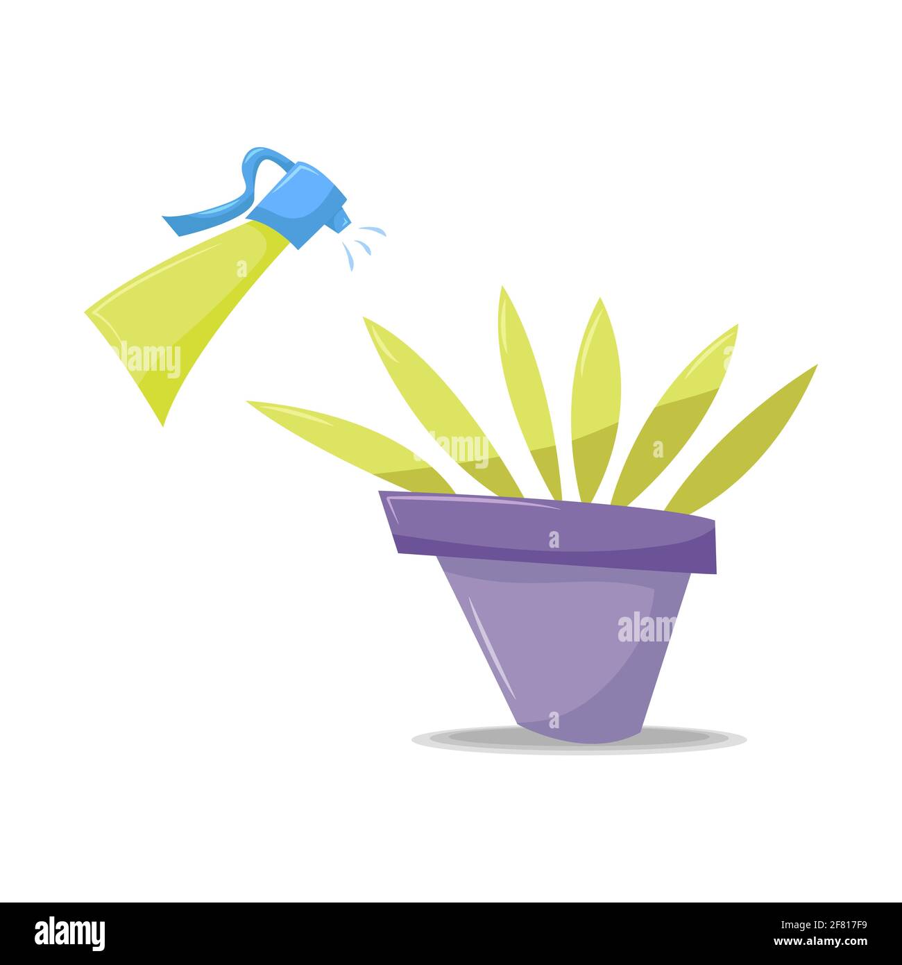Outils de jardinage pulvérisation d'eau et pot de fleur isolé sur blanc arrière-plan Illustration de Vecteur