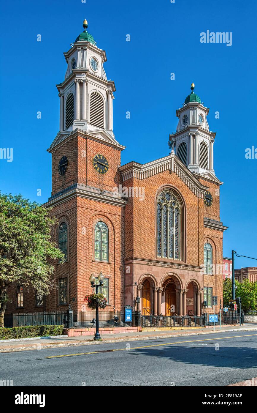 La première église d'Albany, l'église réformée néerlandaise d'Albany, est une église phare au 110 North Pearl Street dans le centre-ville d'Albany. Banque D'Images