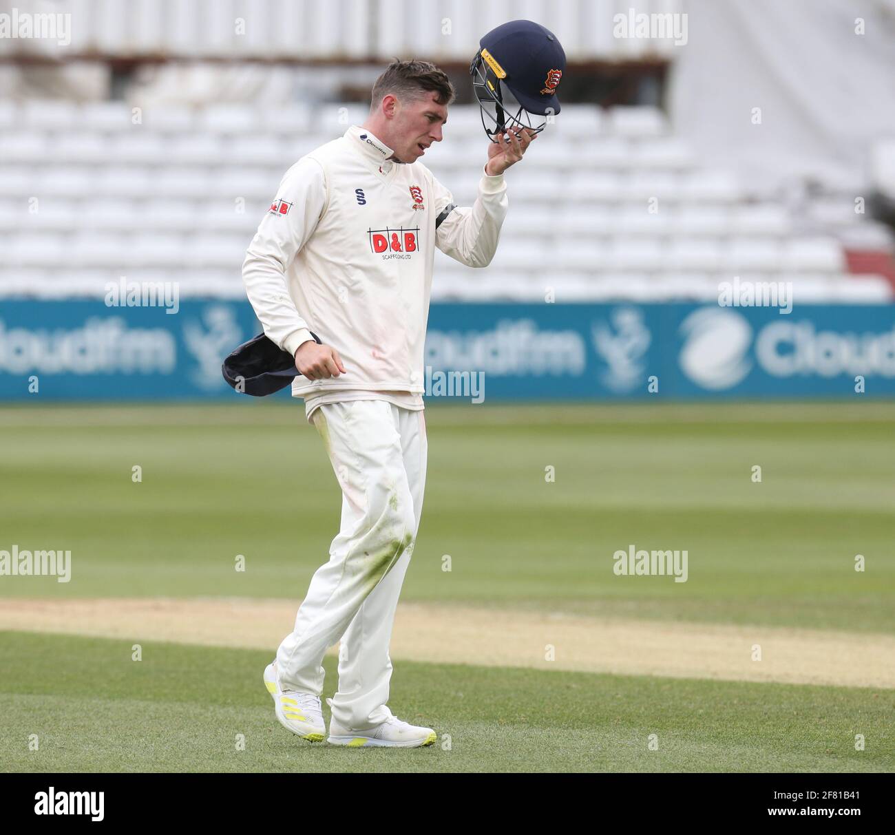 Chelmsford, Royaume-Uni. 10 avril 2021. CHELMSFORD ANGLETERRE - 10 AVRIL : Dan Lawrence d'Essex pendant LV Insurance County Championship Group 1 jour 3 de quatre entre Essex CCC et Worcestershire CCC au terrain du comté de Cloudfm le 10 avril 2021 à Chelmsford, Angleterre crédit: Action Foto Sport/Alay Live News Banque D'Images