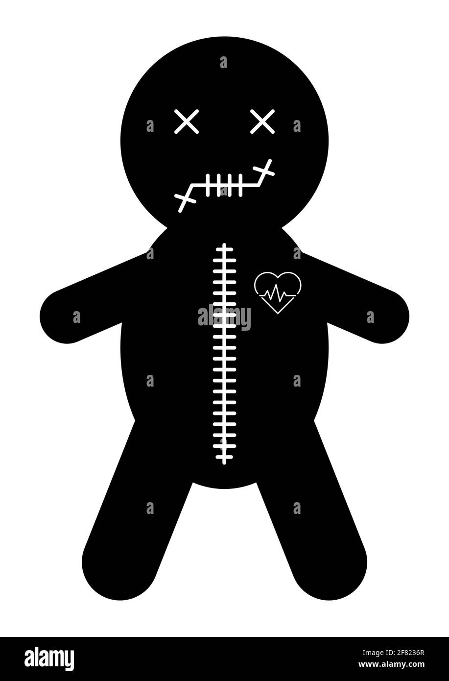 Voodoo poupée icône, halloween mort jouet. Symbole magique de dessin animé, illustration vectorielle magique . Illustration de Vecteur