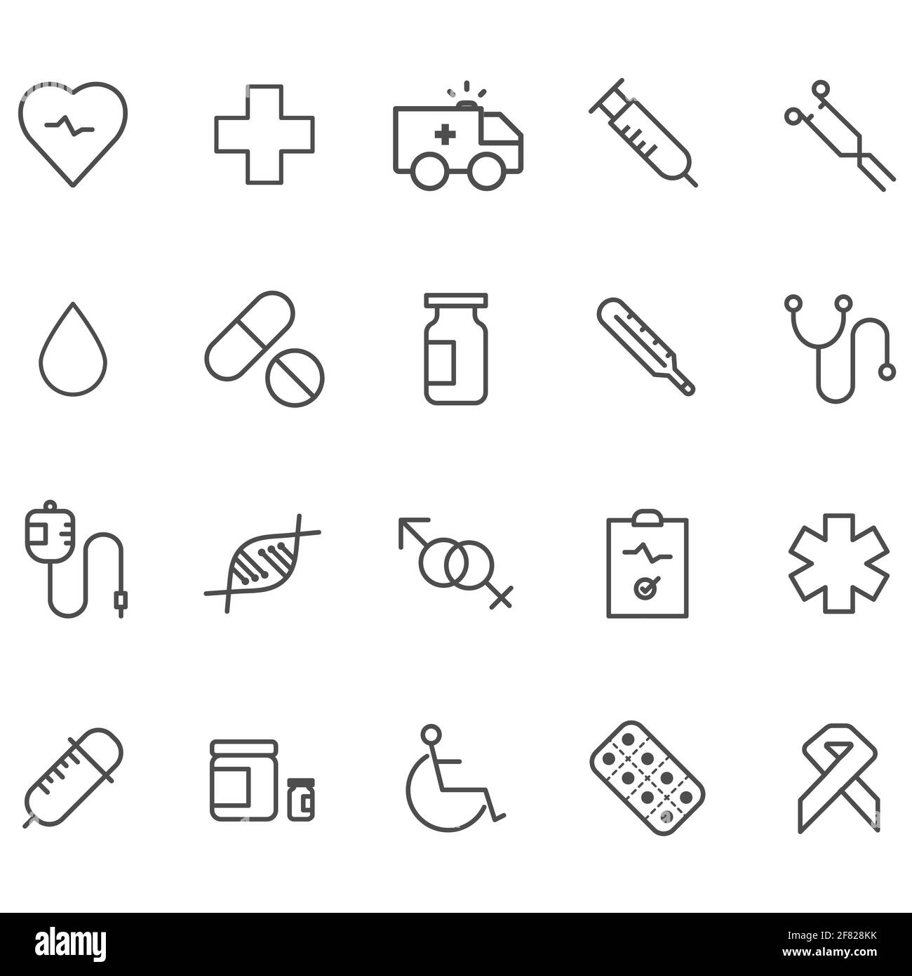 Icône de contour de l'hôpital de médecine. Vecteur de symbole fin pour les soins de santé. Signe de la pharmacie. 320 x 32 pixels Illustration de Vecteur