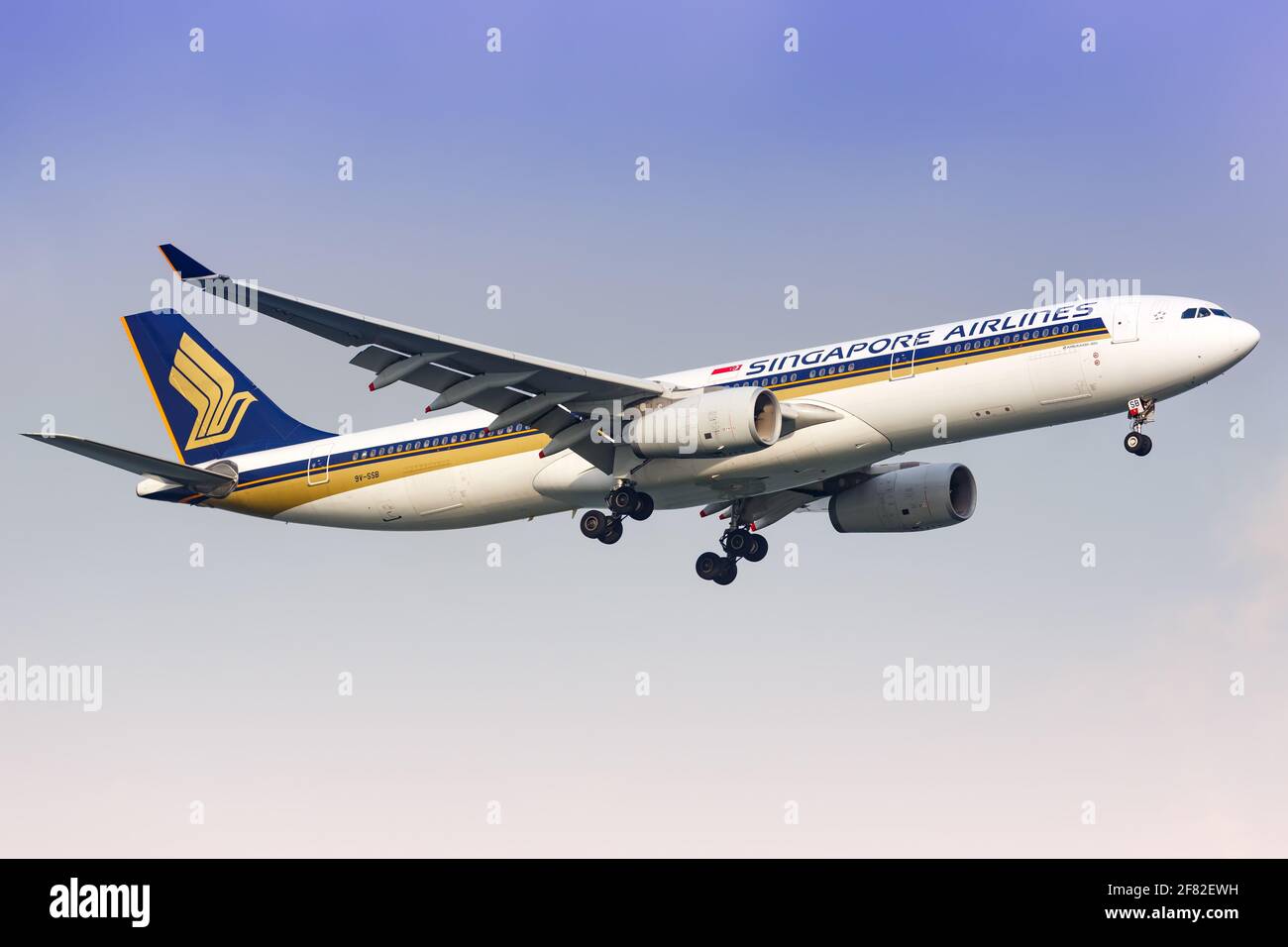 Changi, Singapour – 29 janvier 2018 : avion Airbus A330 de Singapore Airlines à l'aéroport de Changi (SIN) à Singapour. Airbus est un manu d'avion européen Banque D'Images