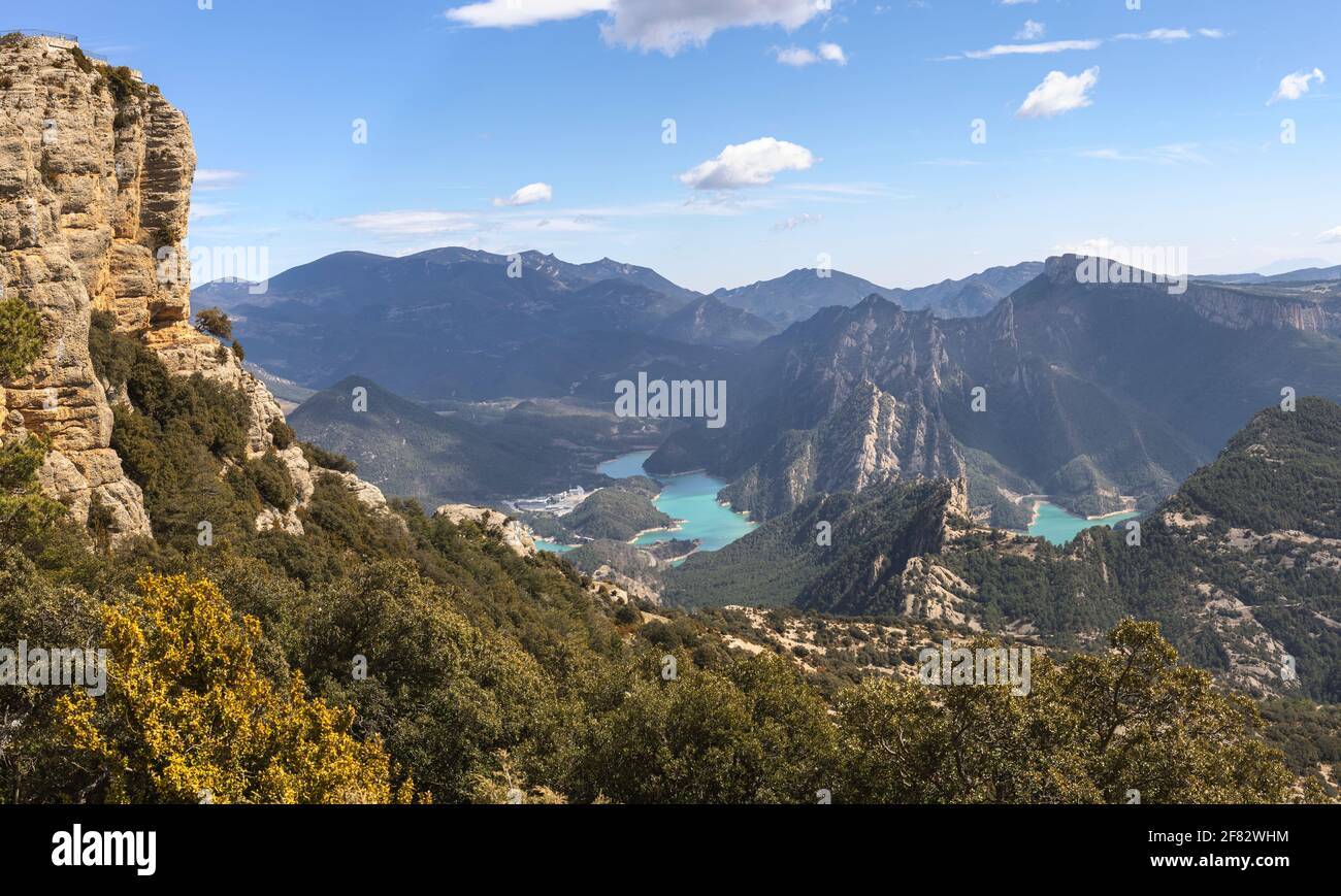 Llosa del Cavall Reservoir depuis le point de vue de CODO, Solsones, Catalogne Banque D'Images