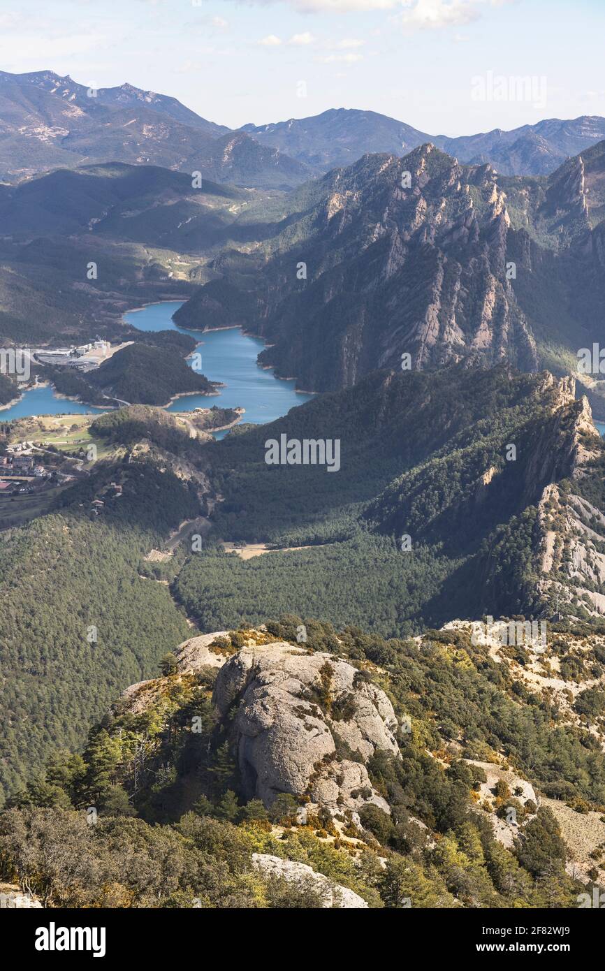 Llosa del Cavall Reservoir depuis le point de vue de CODO, Solsones, Catalogne Banque D'Images