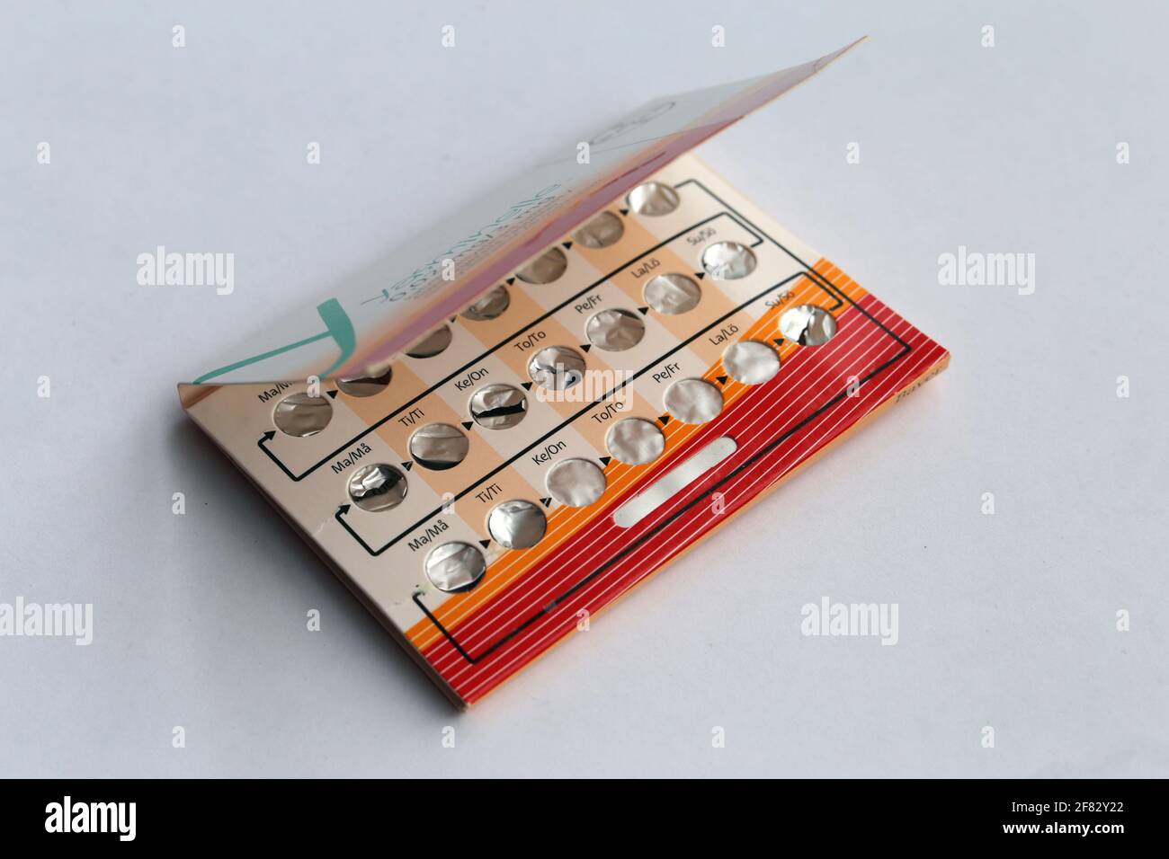 Les pilules contraceptives de Yasminelle comprenant à la fois des œstrogènes et des progesterones. Ces pilules peuvent empêcher la grossesse non désirée lorsqu'elles sont prises par ordonnance. Banque D'Images
