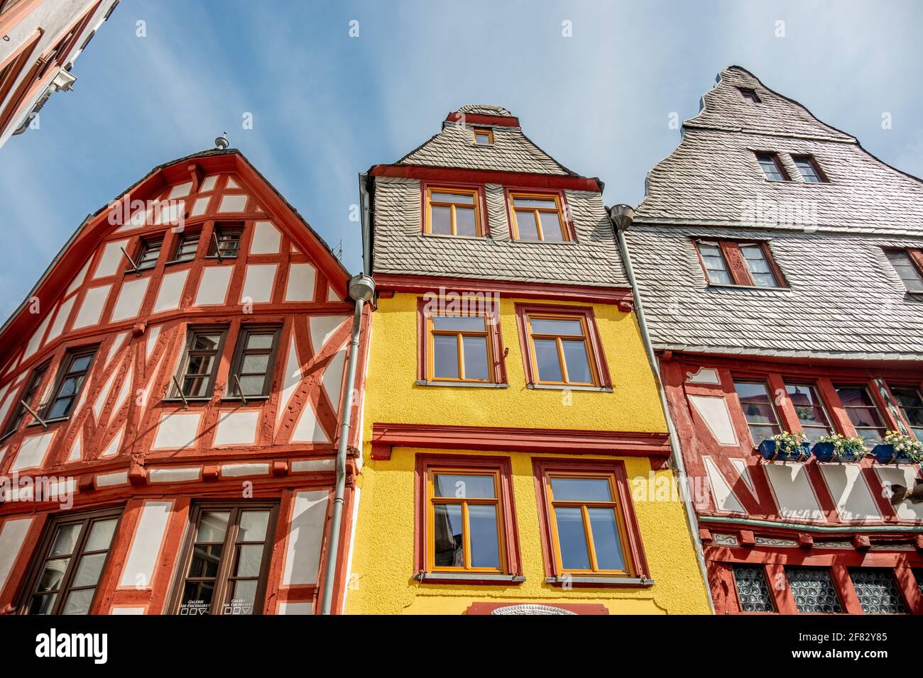 Façade de maisons au marché aux poissons de Limbourg an Der Lahn Banque D'Images