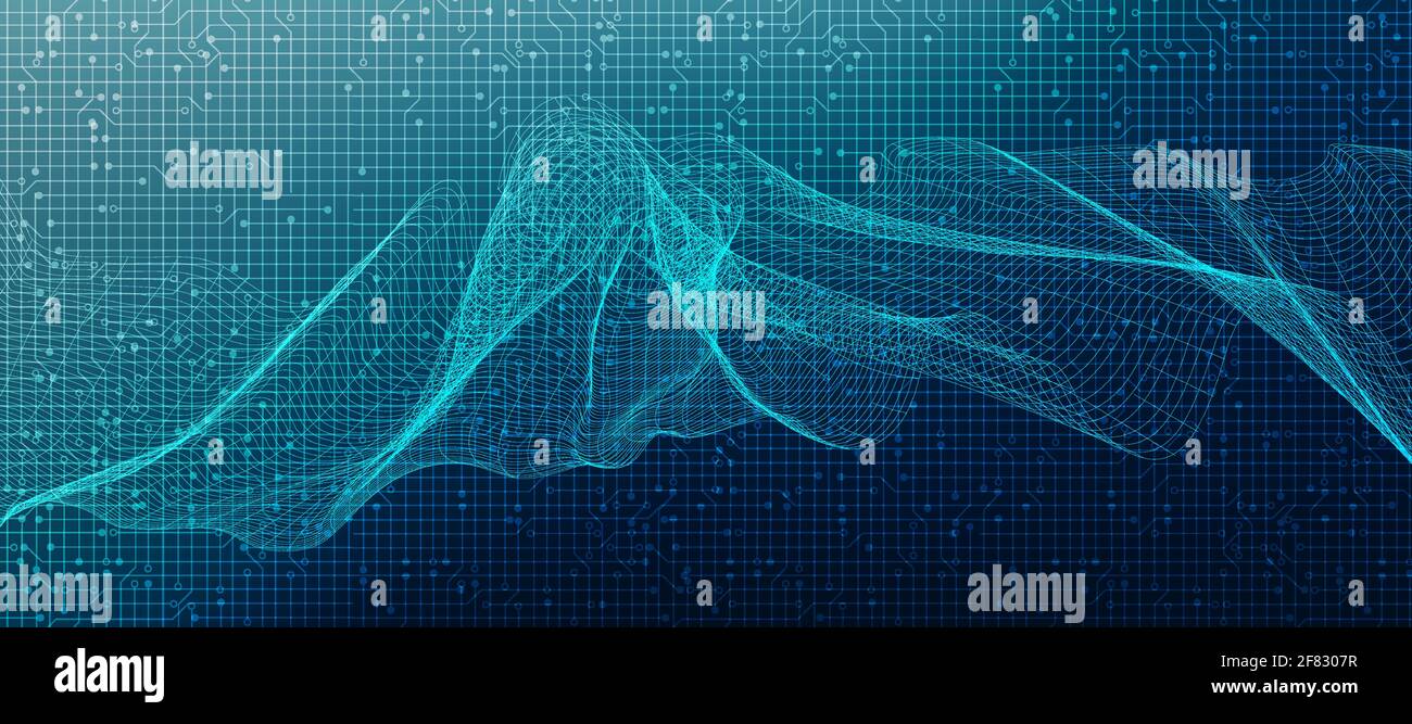 Résumé onde sonore de la ligne numérique sur fond bleu, technologie et tremblement de terre Concept de diagramme d'onde, design pour studio de musique et science, Vector Illustra Illustration de Vecteur