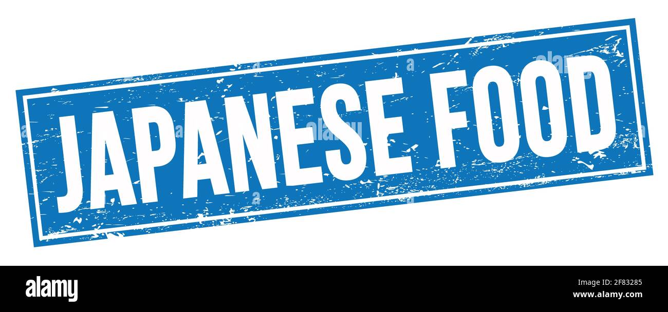 Texte DE LA NOURRITURE JAPONAISE sur le signe bleu de timbre rectangle grungy. Banque D'Images