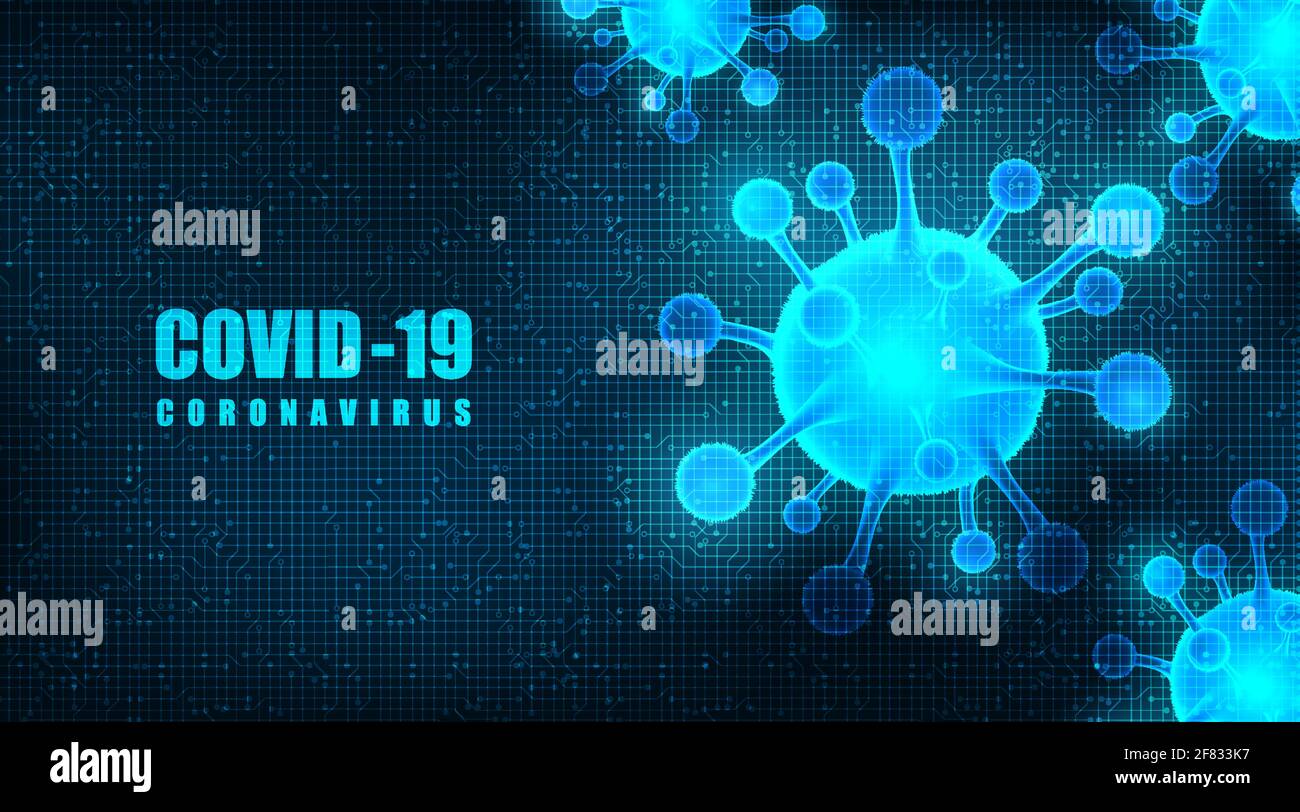 Vecteur coronavirus 2019-nCoV sur fond futuriste, santé médicale et concept de microbiologie, Design for COVID-19 outBreaking. Illustration de Vecteur