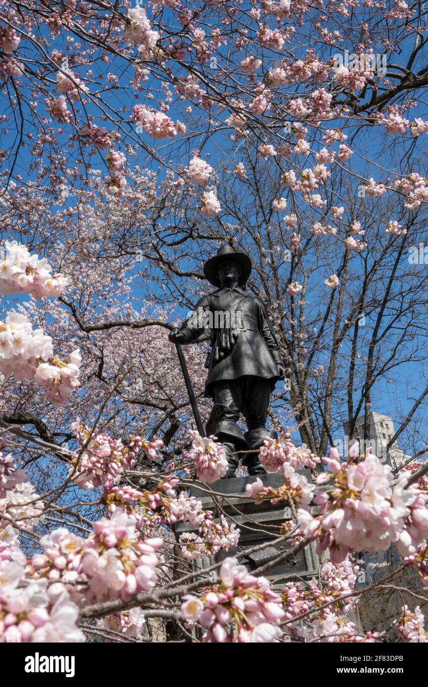 La Statue de pèlerin, Pilgrim Hill, Central Park, NYC Banque D'Images