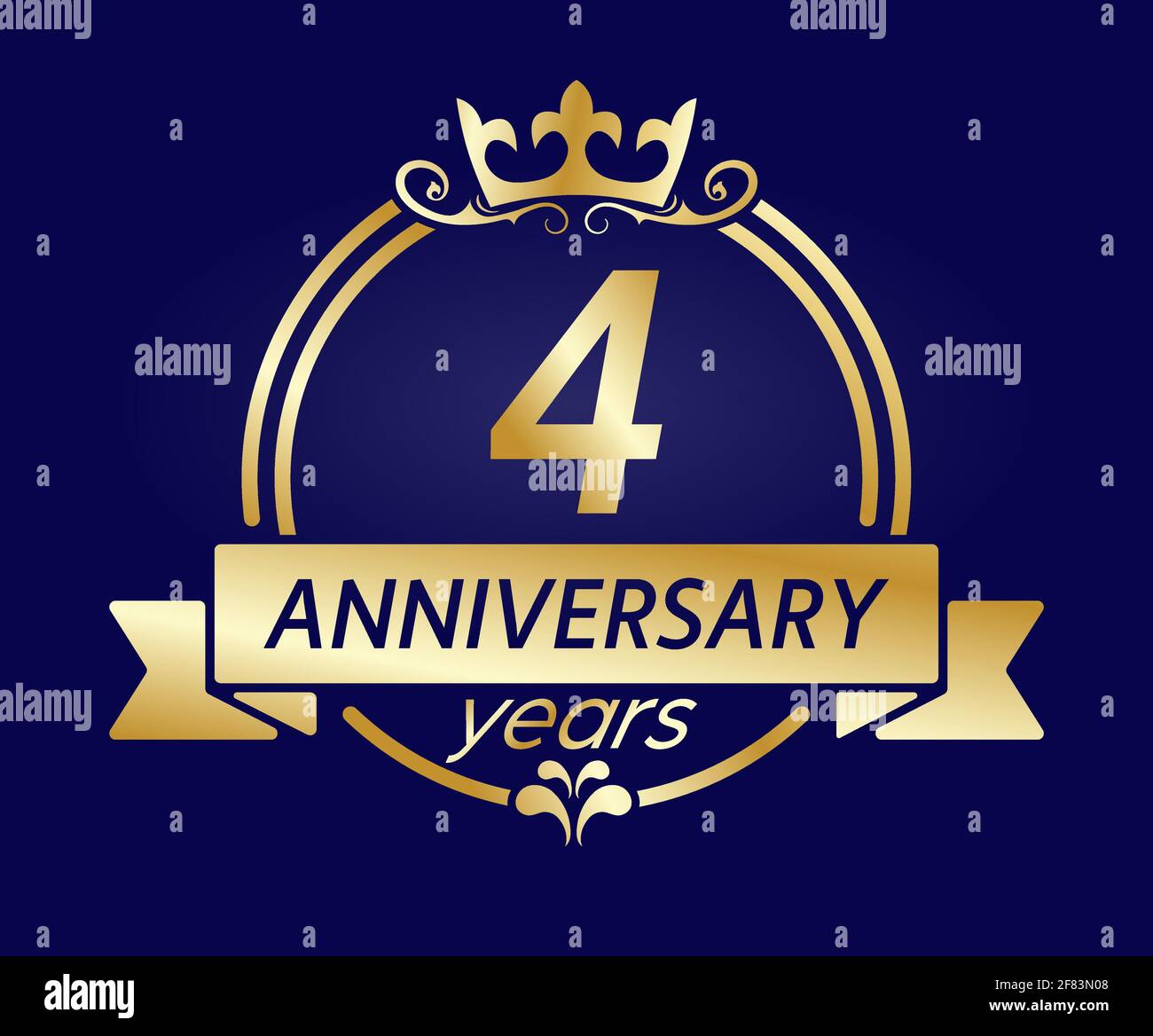 4 Ans Cadre Rond Dore Avec Couronne Et Ruban Illustration Vectorielle Pour Un Anniversaire Un Mariage Ou Un Anniversaire De Mariage Pour Un Design Creatif S Image Vectorielle Stock Alamy