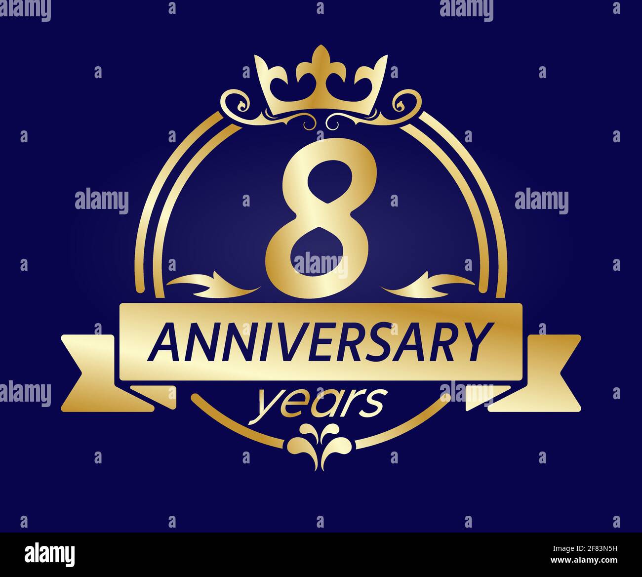 8 Ans Cadre Rond Dore Avec Couronne Et Ruban Illustration Vectorielle Pour Un Anniversaire Un Mariage Ou Un Anniversaire De Mariage Pour Un Design Creatif S Image Vectorielle Stock Alamy