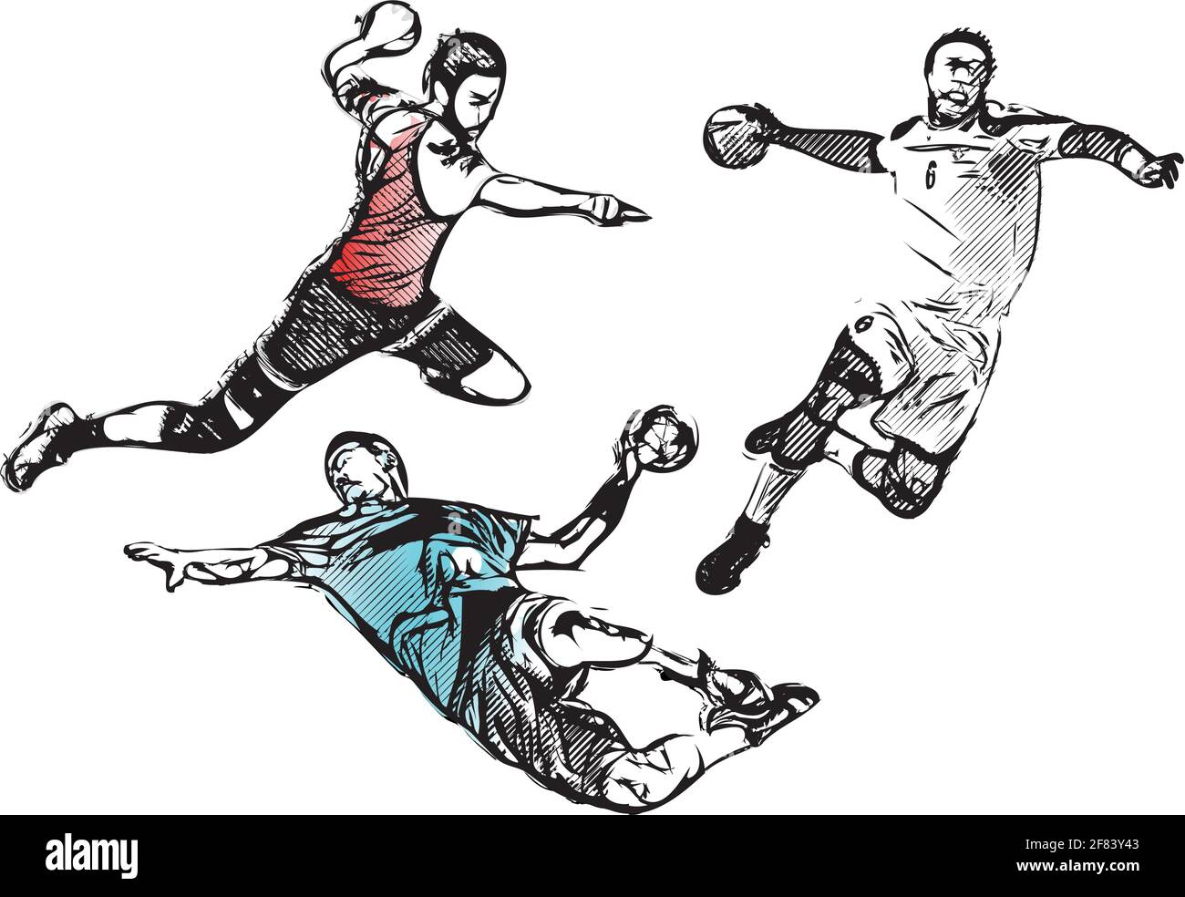 Illustration vectorielle des joueurs de handball en blanc Illustration de Vecteur