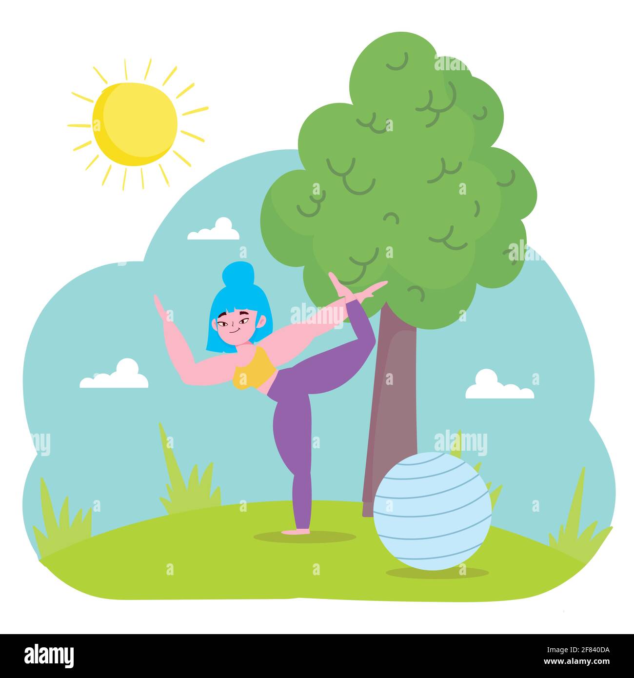 femme pratiquant le yoga dans le parc Illustration de Vecteur