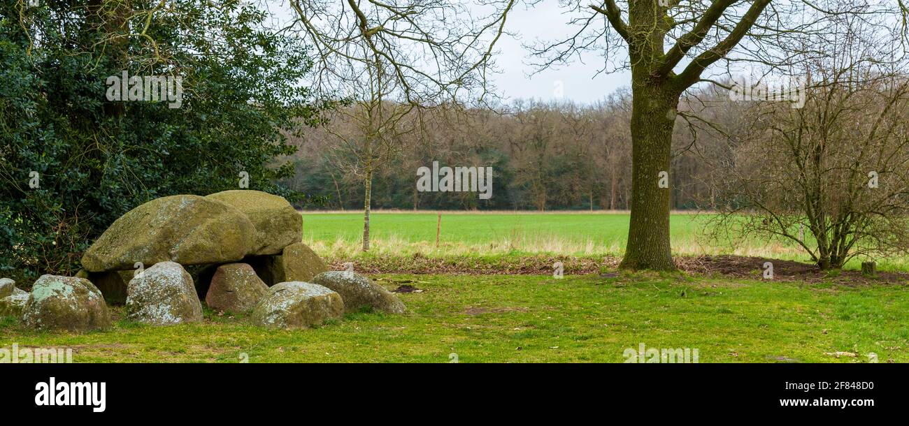 dolmen de Préhistric à Drenthe aux pays-Bas Banque D'Images
