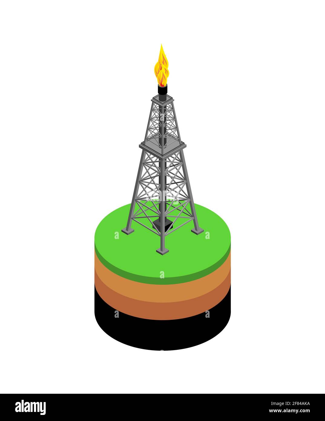 Production d'huile. Plate-forme pétrolière et couches de sol. Illustration de Vecteur