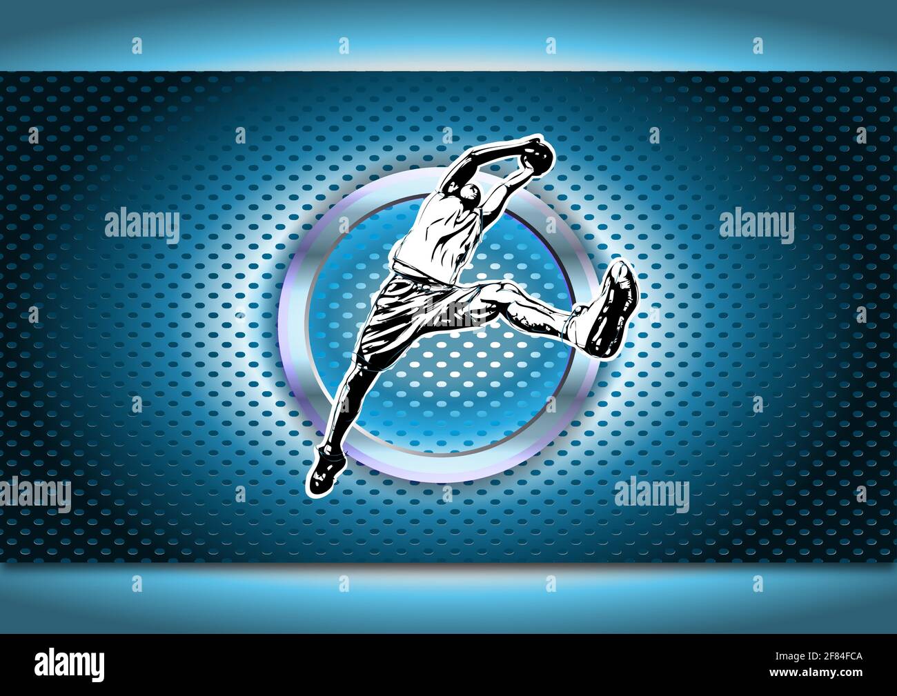 illustration d'un joueur de basket-ball dans l'anneau chromé Illustration de Vecteur