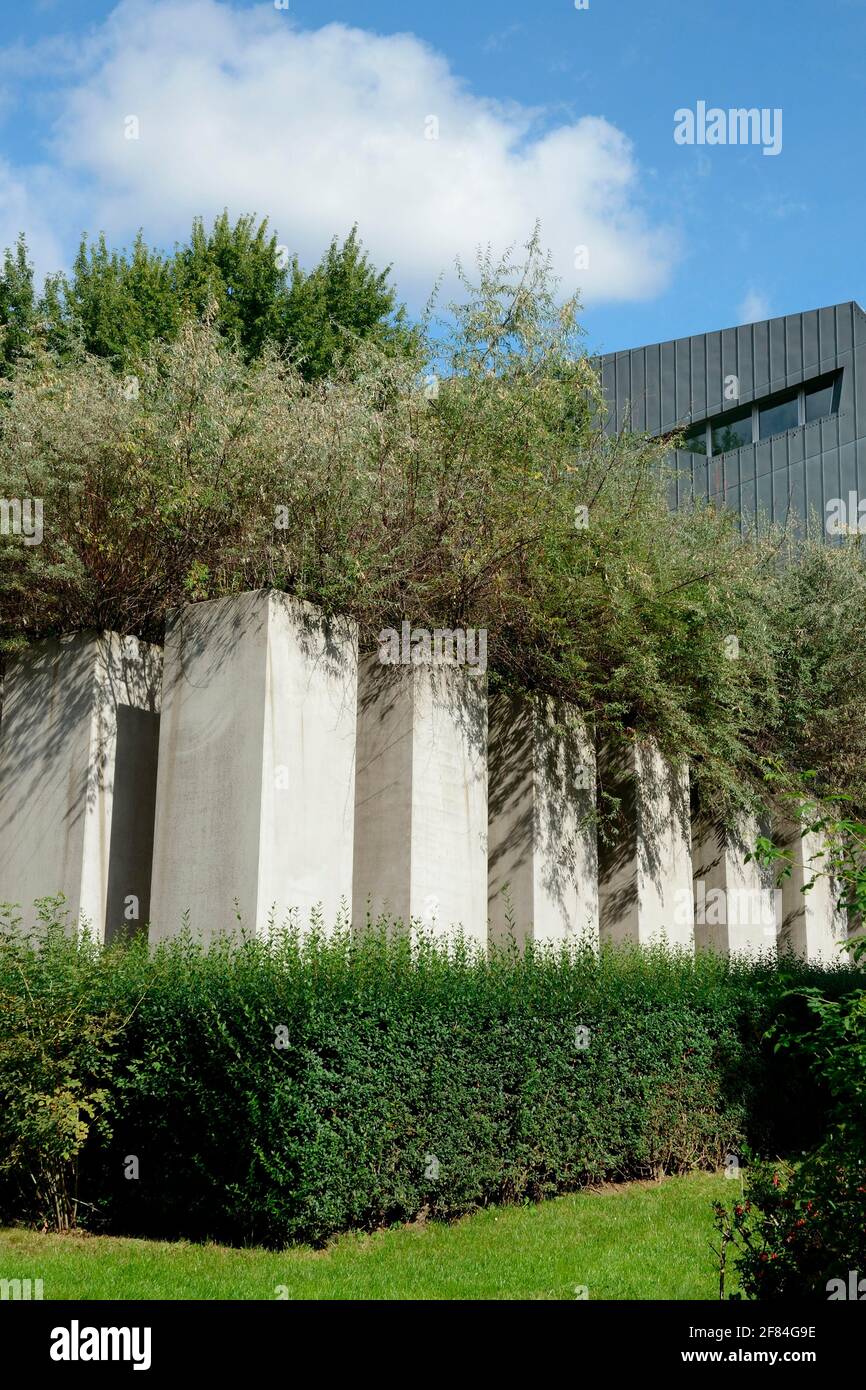 Musée juif de Berlin, architecte Daniel Libeskind, jardin d'exil, Berlin, Allemagne Banque D'Images
