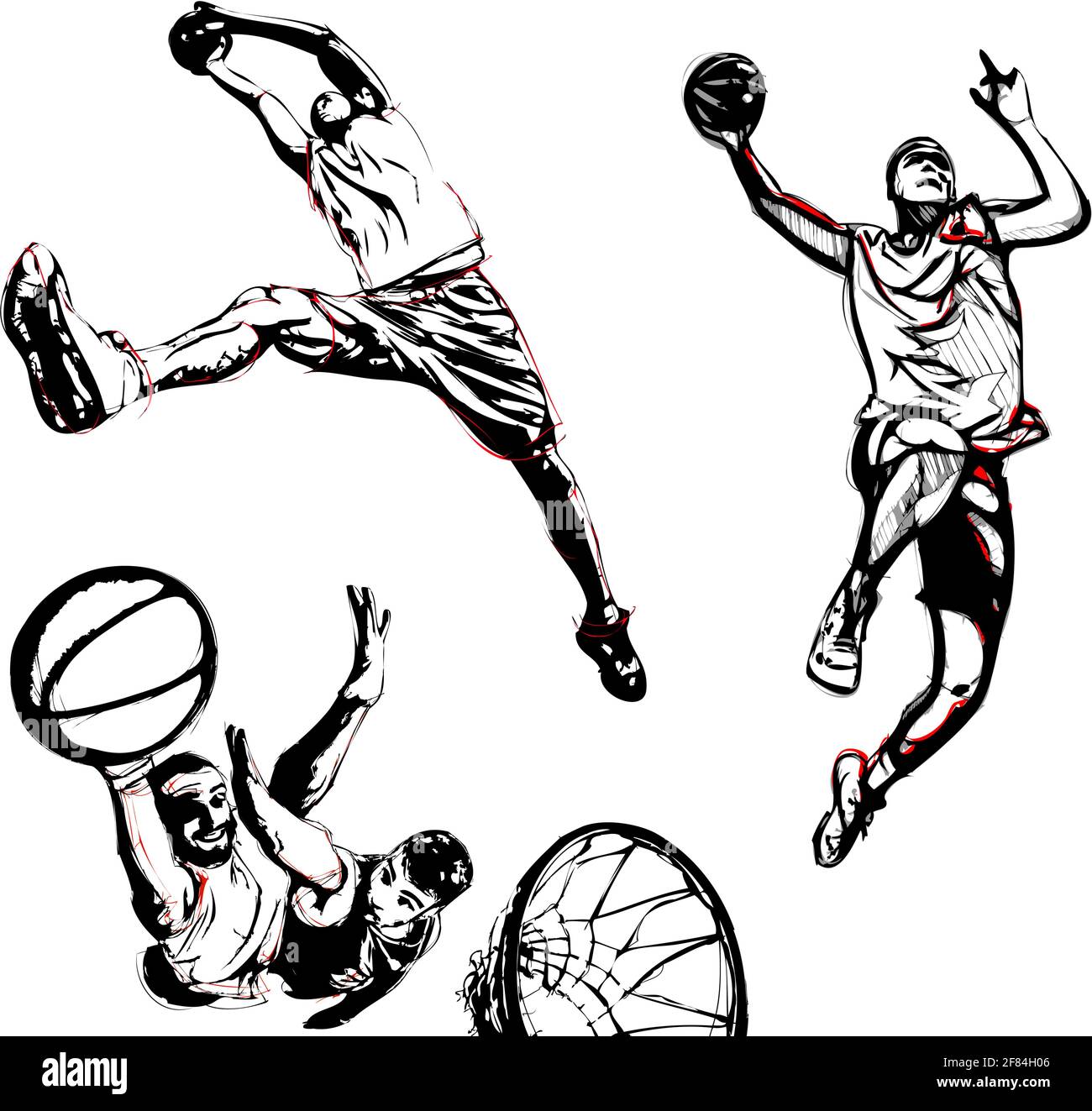 trois illustrations du joueur de basket-ball en action Illustration de Vecteur