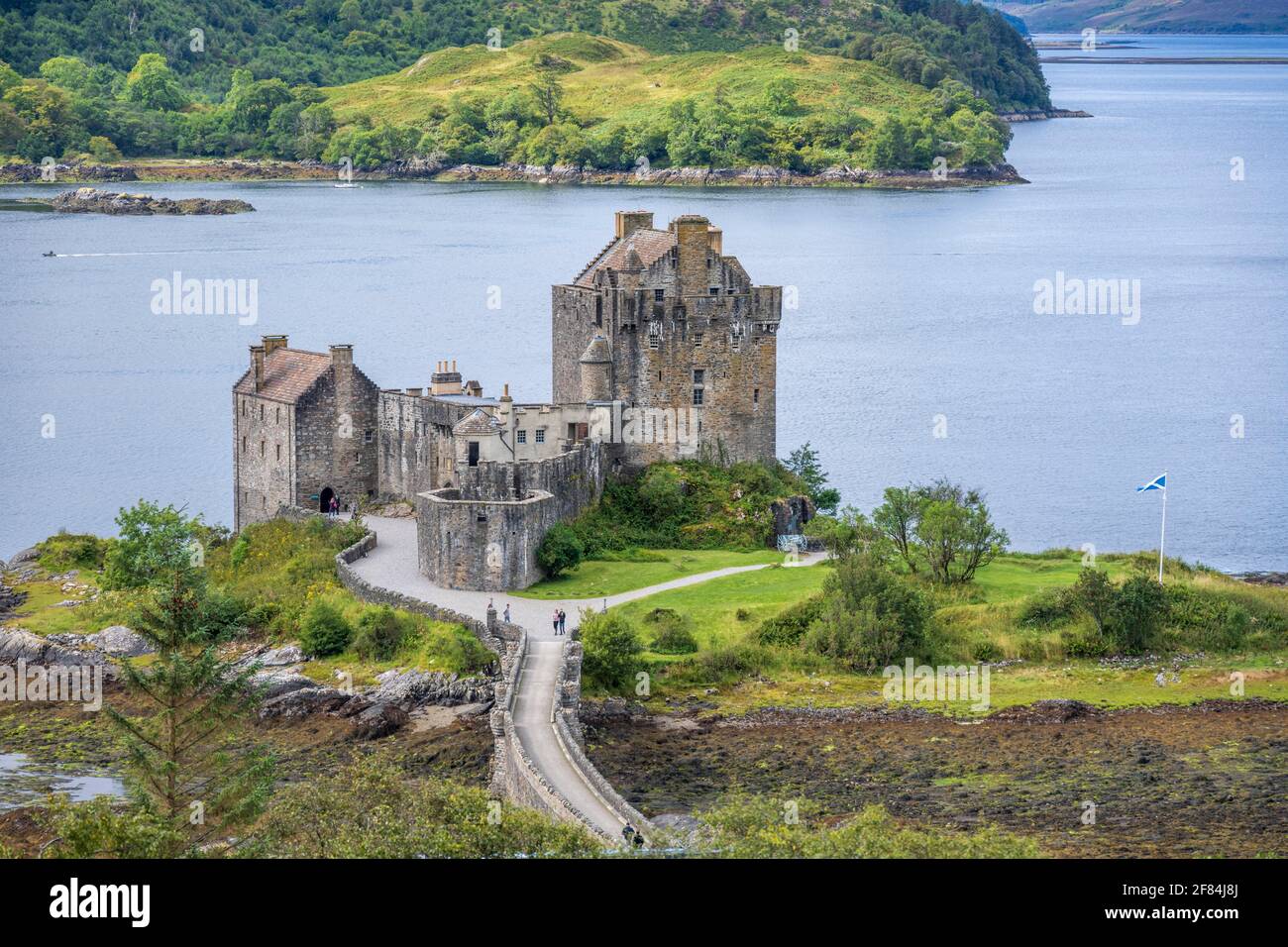 Eilean Donan Castle BEI Dornie, West Ross, Loch Duich, West Highlands, Schottisches Hochland, Schottland, GROSSBRITANNIEN Banque D'Images