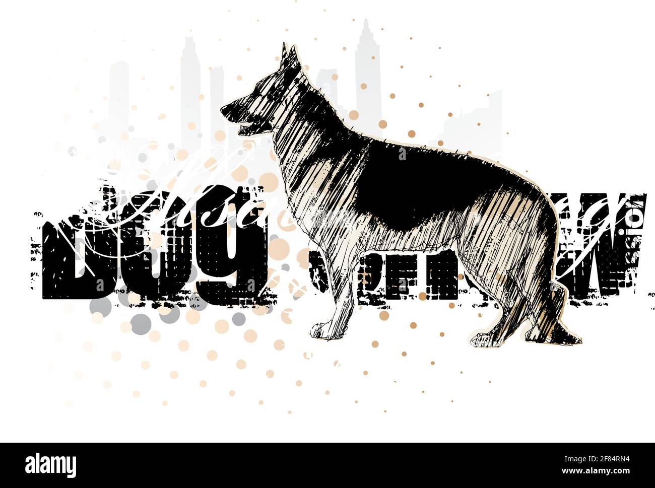 Illustration d'une affiche pour chien berger allemand Illustration de Vecteur
