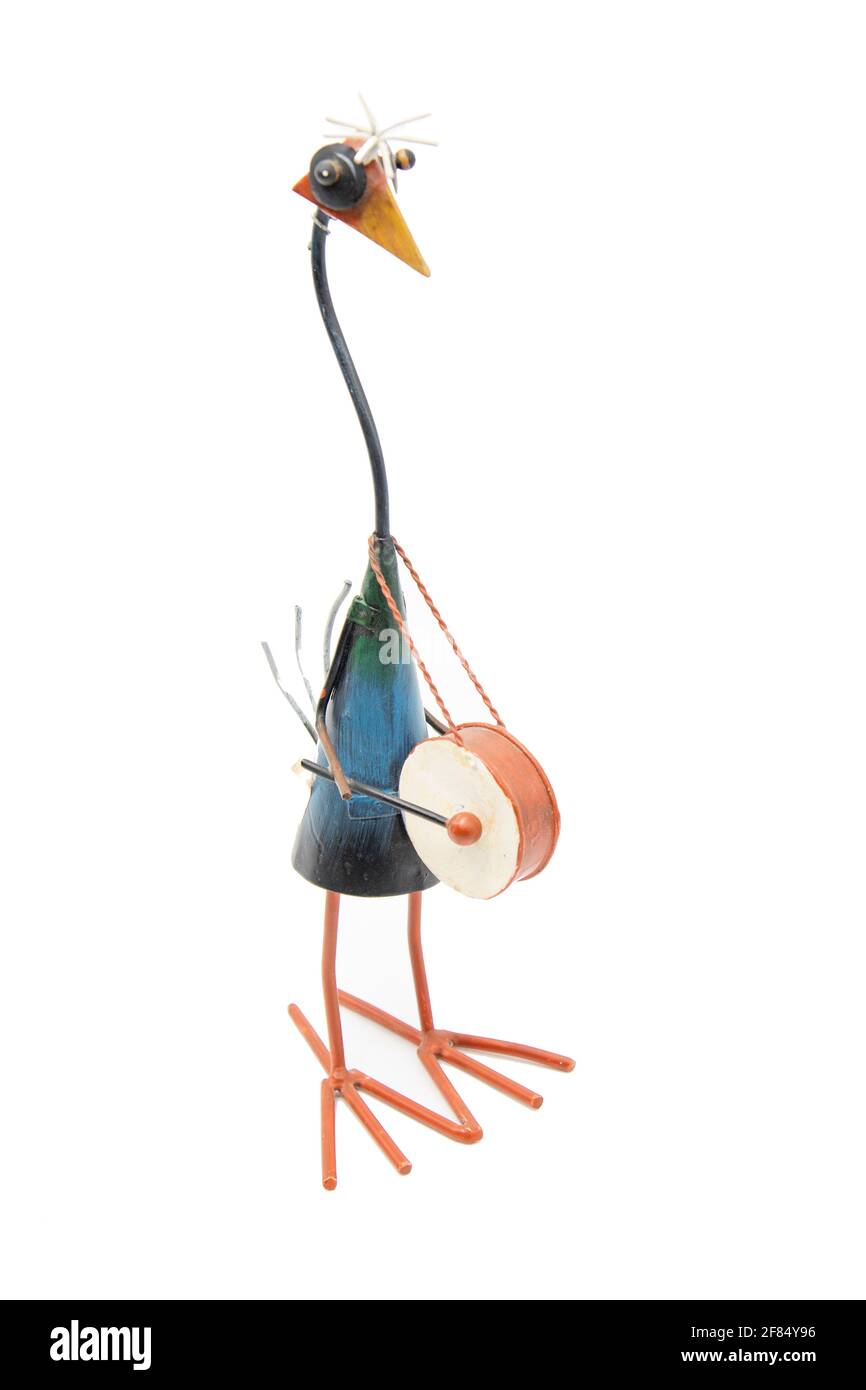 Grand héron ou herodias Ardea isolés sur fond blanc avec un tambour Banque D'Images