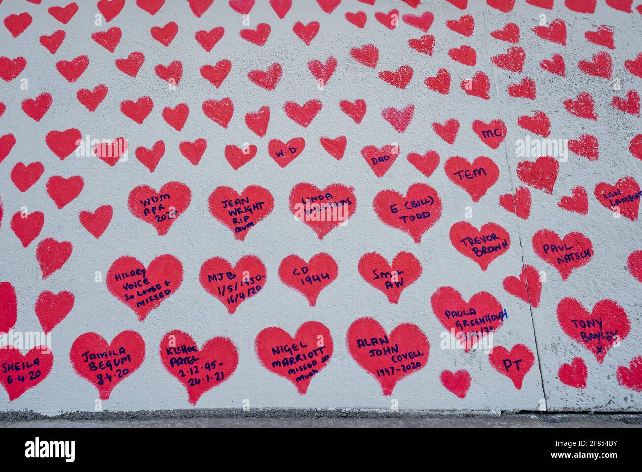 Coronavirus: National Covid Memorial Wall of Hearts, Westminster, Londres, Royaume-Uni. Banque D'Images