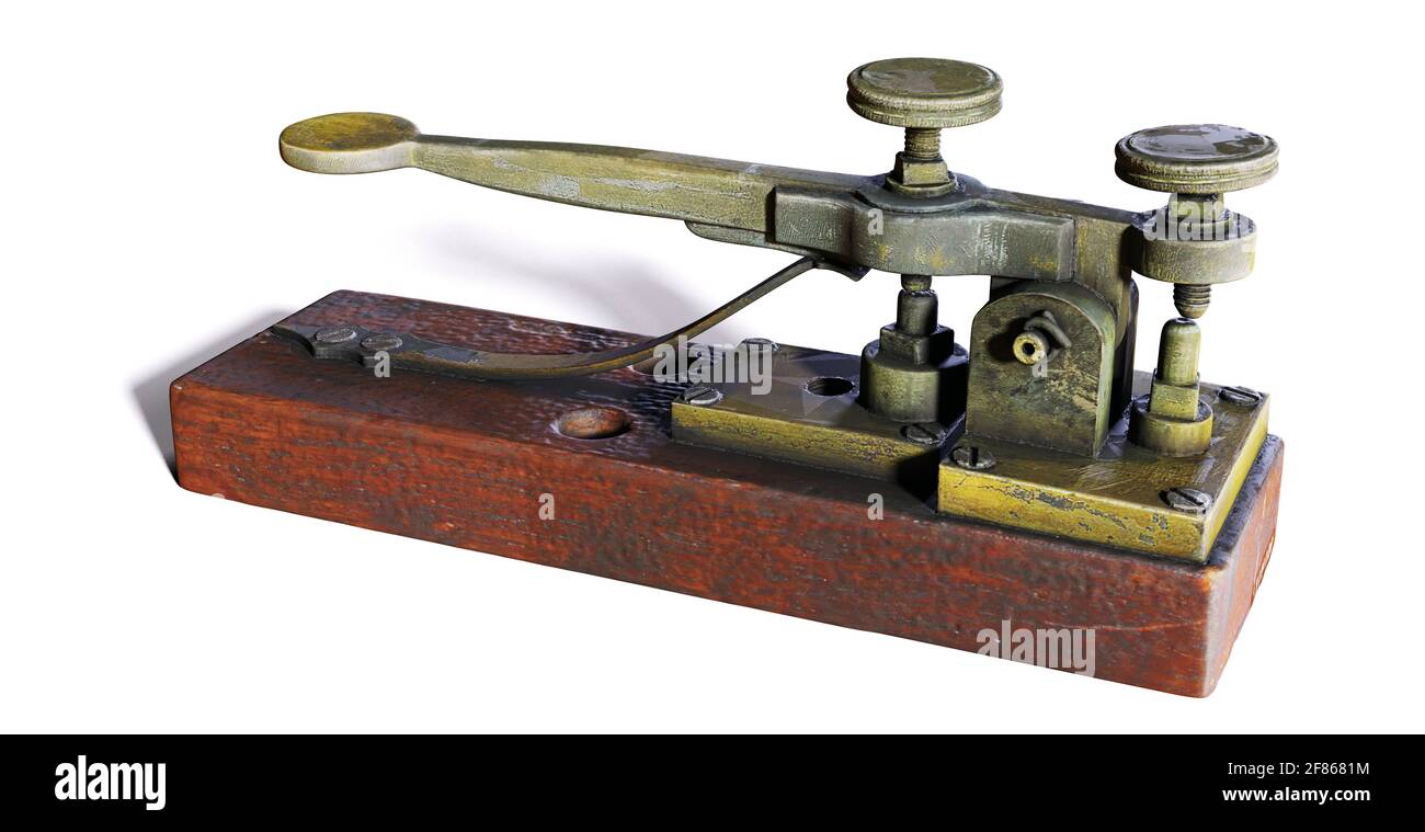 touche télégraphique vintage morse isolée sur fond blanc Banque D'Images
