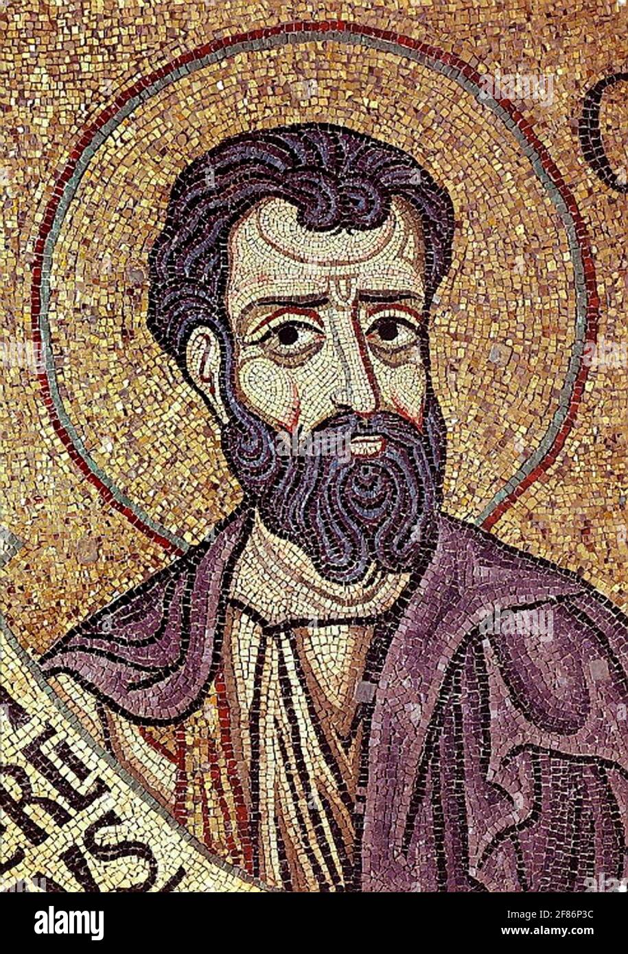 6801. Le prophète Osée, détail de la mosaïque dans la basilique Saint-Marc, datant du 12ème. C. Venise, Italie. Banque D'Images