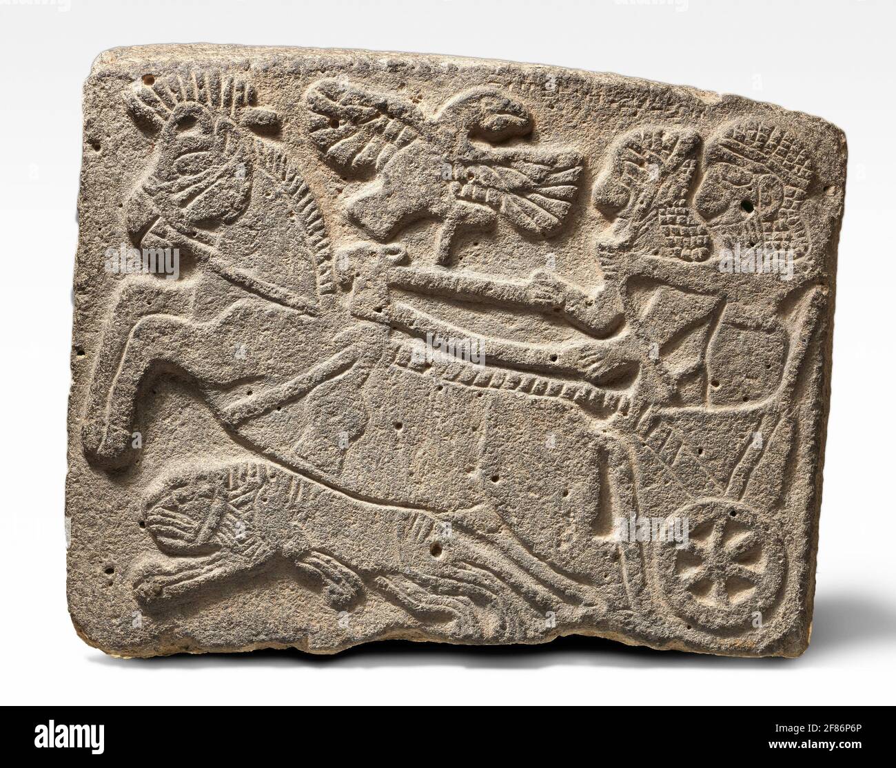 6805. Relief néo-hittite représentant une scène de chasse au lion, 10e. -9e. C.-B. Tel Halaf, Syrie Banque D'Images