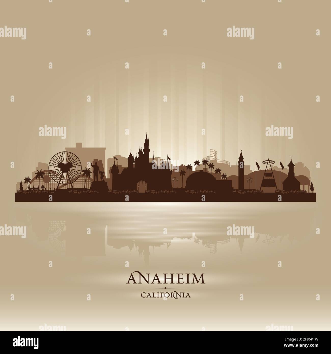 Illustration de la silhouette vectorielle de la ville d'Anaheim en Californie Illustration de Vecteur