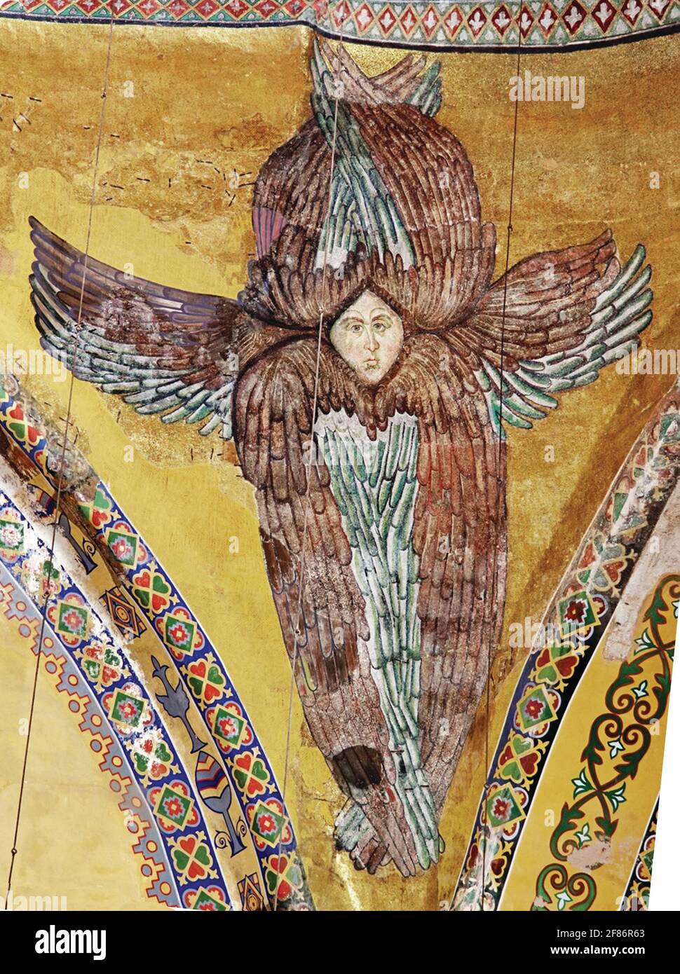 6857. Seraph, six ange ailé assistant à la présence de Dieu dans le temple céleste, comme décrit dans Ésaïe 6, fresque datant entre 900-500 A.D. de Hagi Banque D'Images