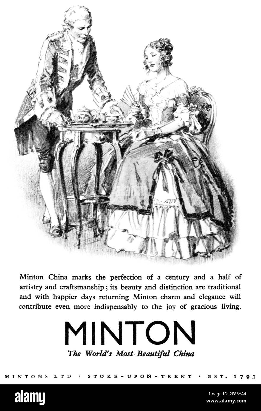 1947 Publicité britannique pour Minton china par Mintons Ltd Banque D'Images