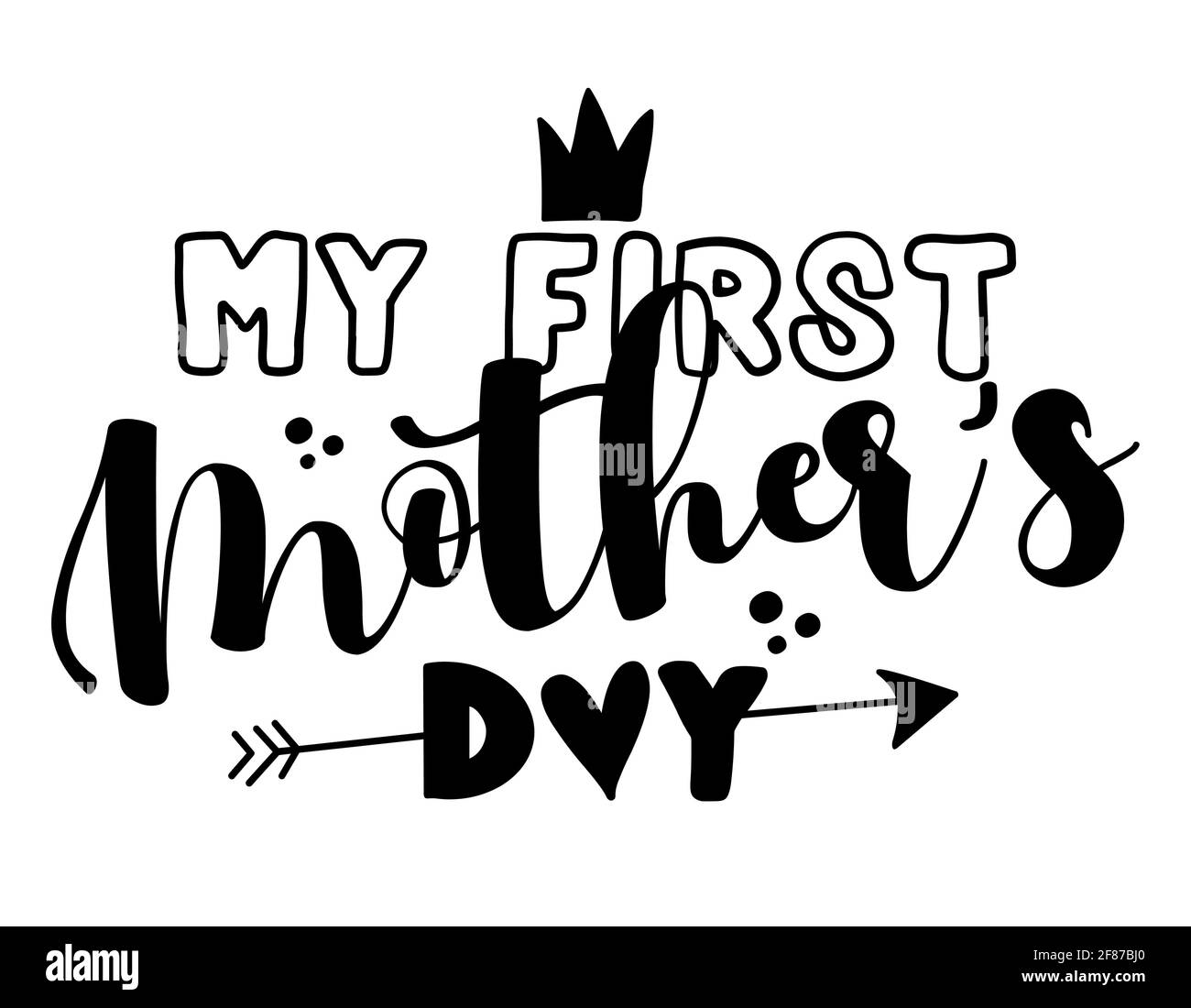 Ma première fête des mères - ensemble de cartes de vœux pour la fête des  mères. Illustration vectorielle de calligraphie faite à la main. Bon pour  la réservation de rebut, les affiches,
