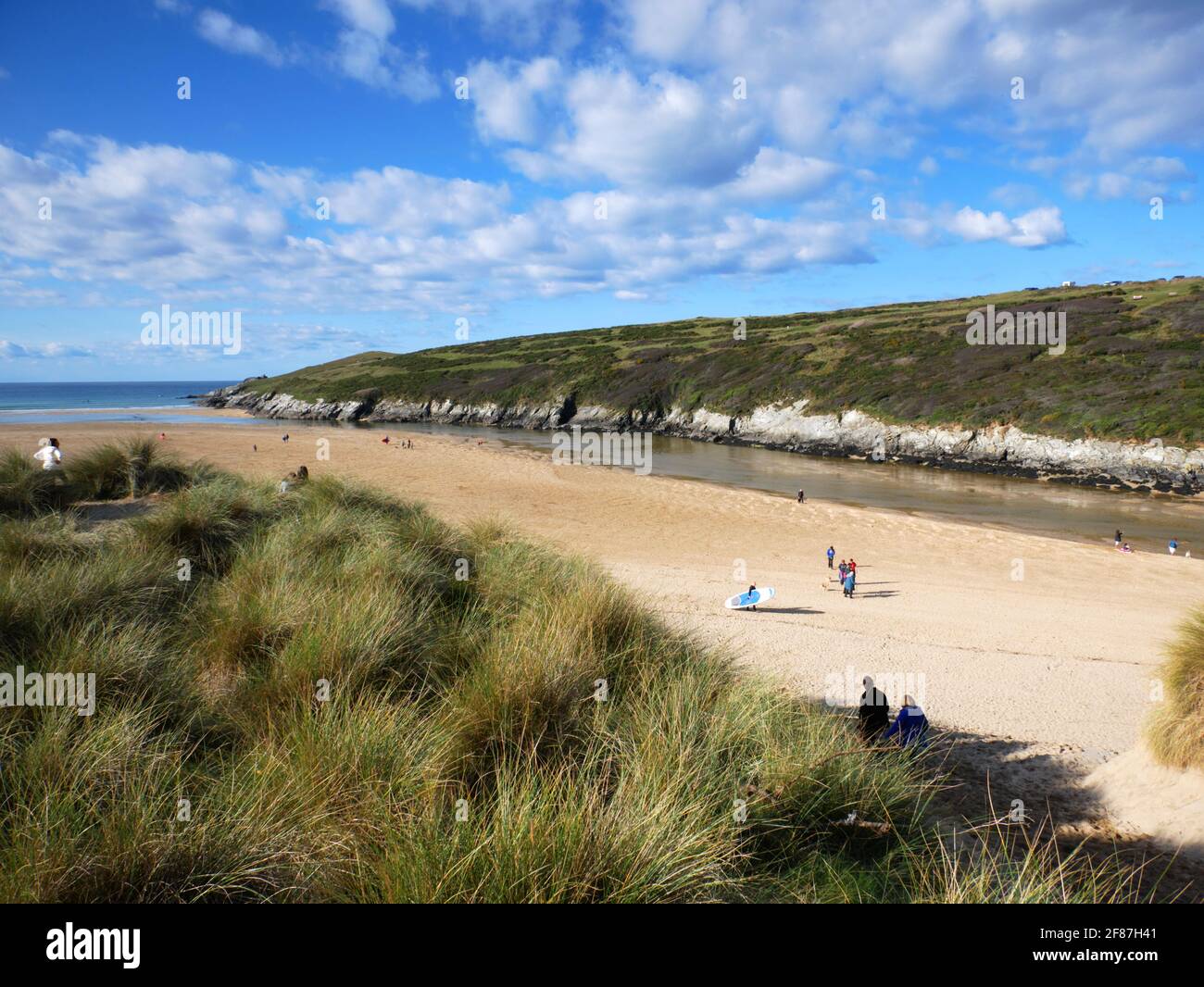Crantock Beach et le Gannel, Newquay, Cornwall. Banque D'Images